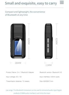Excefore Usb Bluetooth 5.0 Transmitter Receiver Portable Wireless Bluetooth Adapter With 3.5Mm Jack Wireless Audio Dongle Plug And Play For Pc Sound Card Car Headphones Speakers  - Image 3