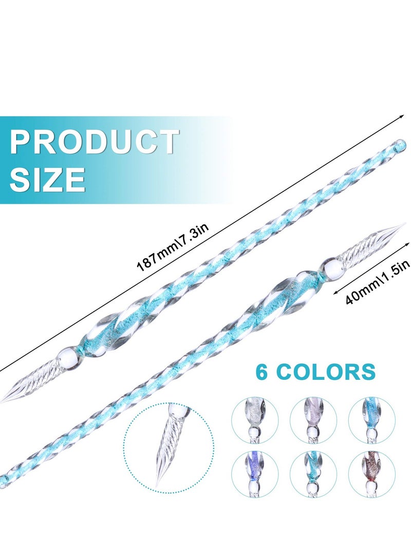 KASTWAVE Glass Dip Pens, 6 Handmade High Boron Glass Signature Pens Creative Inner Thread Elegant Crystal Signature Pens for Writing Drawing Decoration Business Gifts (6 Colors) - Image 5