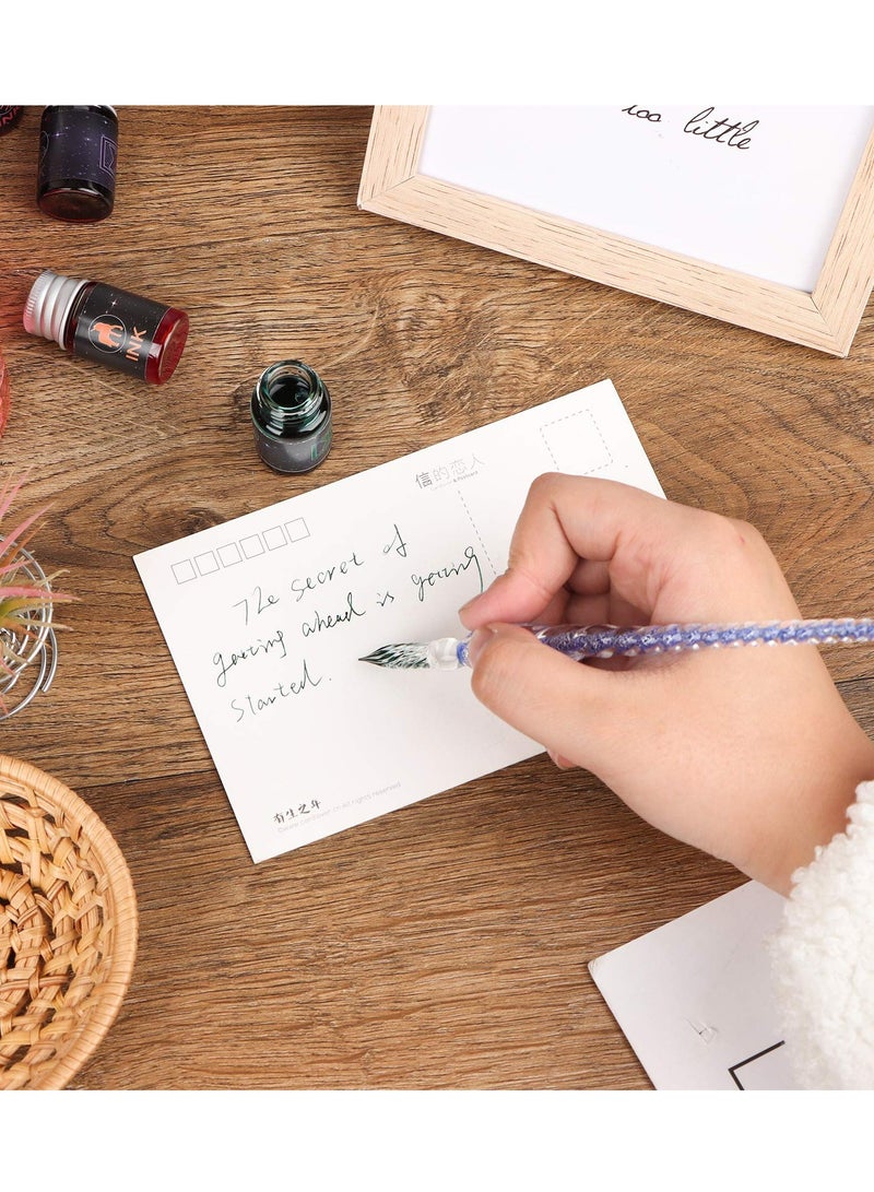 KASTWAVE Glass Dip Pens, 6 Handmade High Boron Glass Signature Pens Creative Inner Thread Elegant Crystal Signature Pens for Writing Drawing Decoration Business Gifts (6 Colors) - Image 2