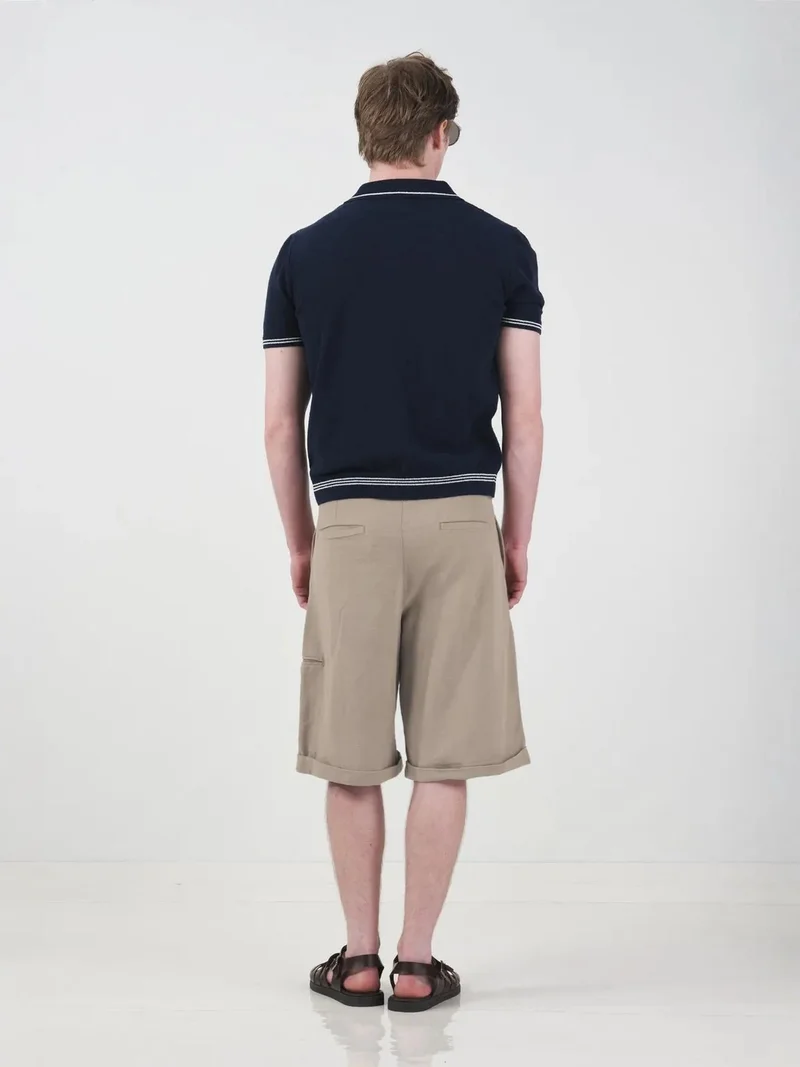 جيستو GIESTO Mid Waist Wide Leg Chino Shorts with Pockets