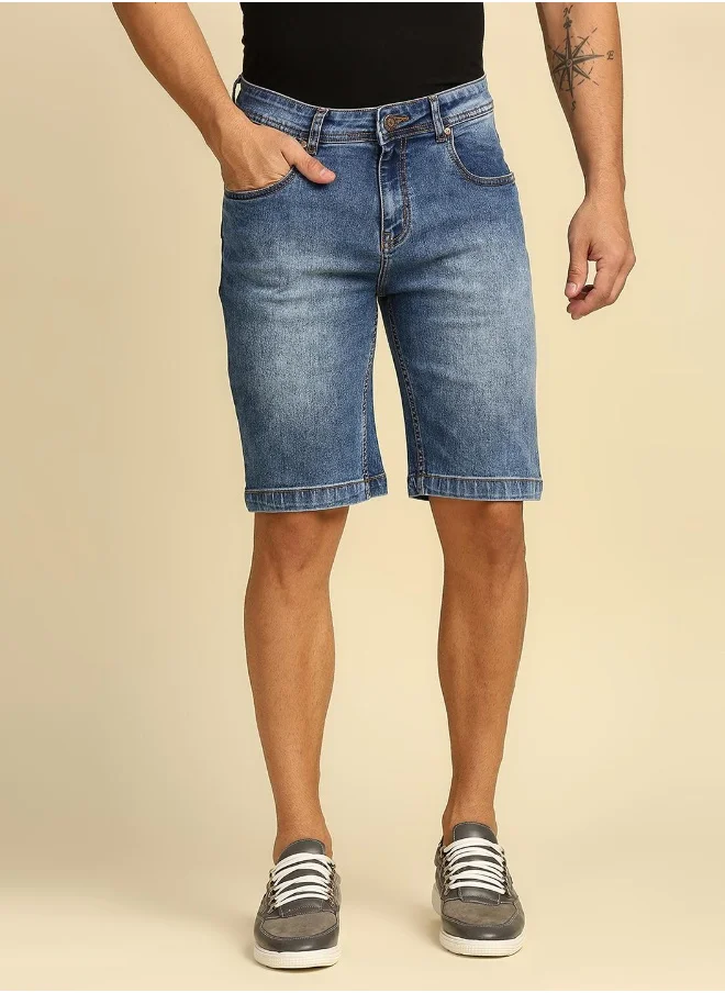 HIGH STAR Men Blue Slim Fit Denim Shorts