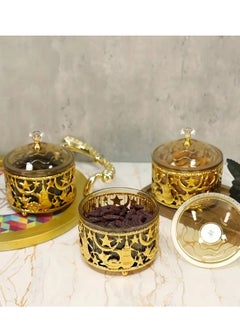 Home Care Ramadan-Inspired Metal & Acrylic Candy Tray with Lid - Rust-Resistant, Star Pattern, Perfect for Snacks & Home Decor 9.1X9.7 cm  - Image 4
