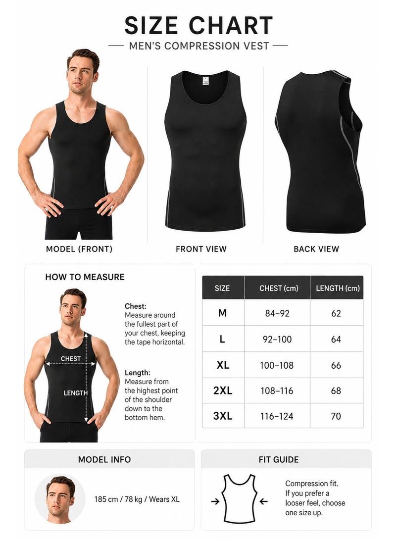 Men's Compression Tank Top Body Shaper Vest, Slim Fit Sleeveless Undershirt for Gym Workout and Daily Wear ﻿ - Image 2