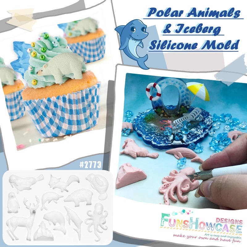 FUNSHOWCASE Arctic Animals Silicone Fondant Mold 11-cavity 1-3inch - Image 4