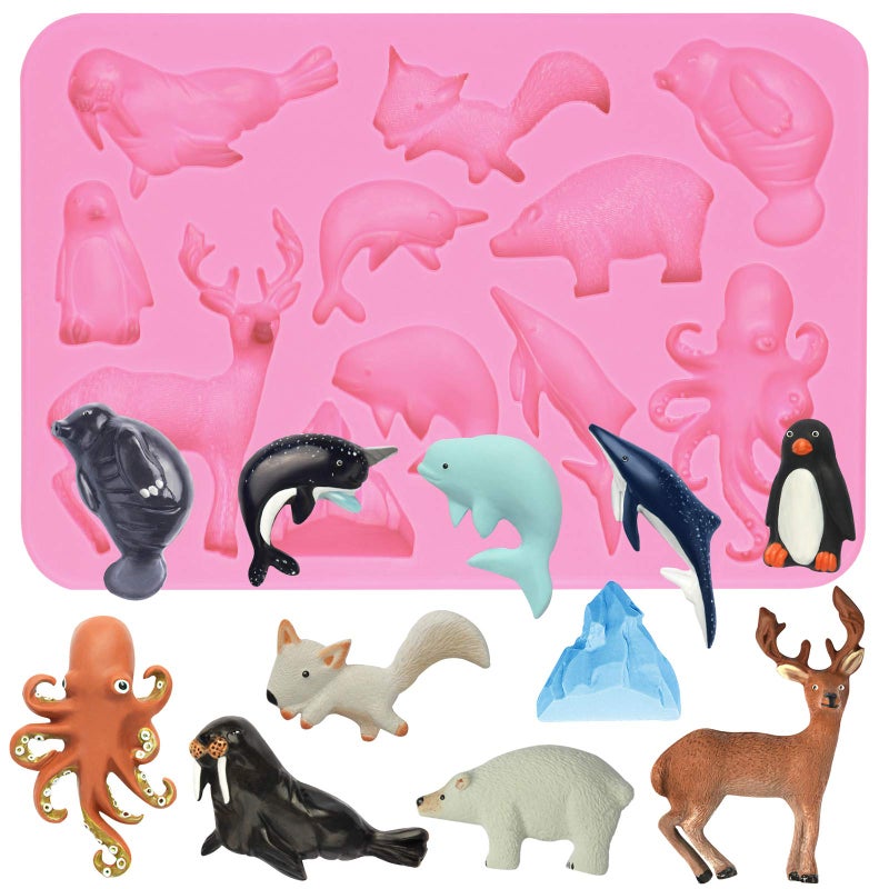 FUNSHOWCASE Arctic Animals Silicone Fondant Mold 11-cavity 1-3inch - Image 1
