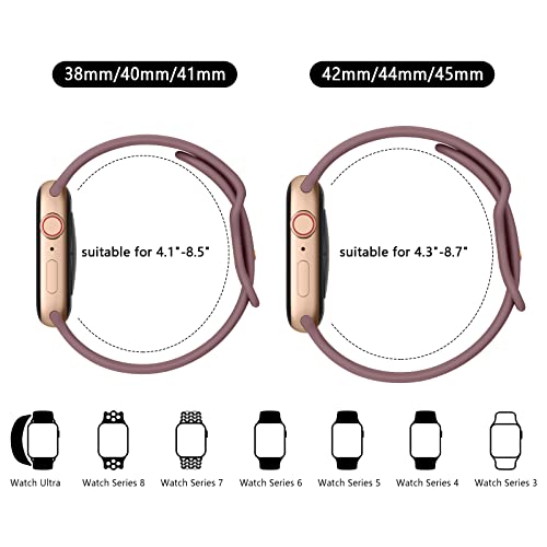 Tobfit Silicone Watch Strap Compatible With Apple Watch Series 8 7 6 5 4 3 2 1 Se 38Mm 42Mm 40Mm 44Mm(Machine Not Included), Smartwatch Band For Men Women, Strap For Iwatch ( Smokey Mauve) - Image 5