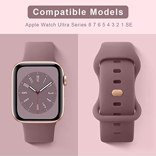 Tobfit Silicone Watch Strap Compatible With Apple Watch Series 8 7 6 5 4 3 2 1 Se 38Mm 42Mm 40Mm 44Mm(Machine Not Included), Smartwatch Band For Men Women, Strap For Iwatch ( Smokey Mauve) - Image 2