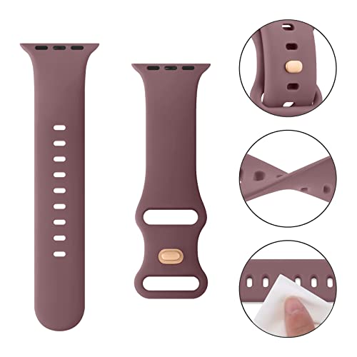 Tobfit Silicone Watch Strap Compatible With Apple Watch Series 8 7 6 5 4 3 2 1 Se 38Mm 42Mm 40Mm 44Mm(Machine Not Included), Smartwatch Band For Men Women, Strap For Iwatch ( Smokey Mauve) - Image 3