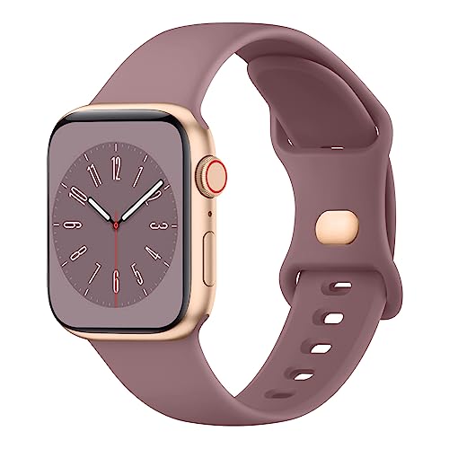 Tobfit Silicone Watch Strap Compatible With Apple Watch Series 8 7 6 5 4 3 2 1 Se 38Mm 42Mm 40Mm 44Mm(Machine Not Included), Smartwatch Band For Men Women, Strap For Iwatch ( Smokey Mauve) - Image 1
