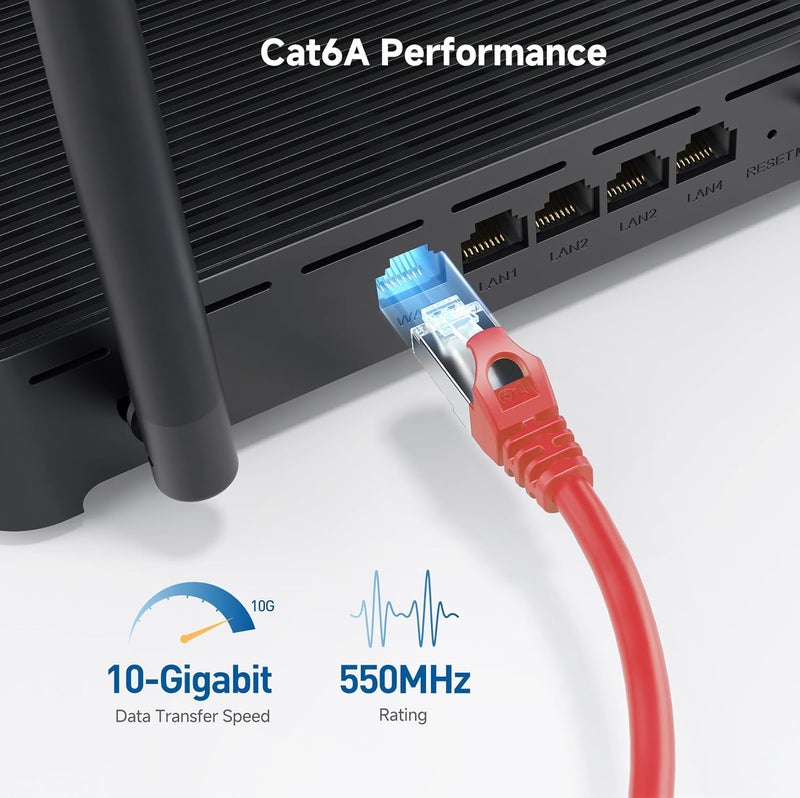 Cable Matters 10Gbps Snagless Short Shielded Cat 6A Ethernet Cable - 3ft, Cat 6A Cable, Cat6A Cord, Ethernet Cord, Red - Image 4