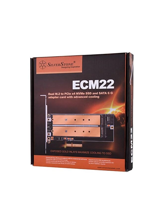 SilverStone Technology - Technology M.2 Pcie Adapter For Sata Or Nvme Ssd With Advanced Thermal Solution (Ecm22) - Image 1