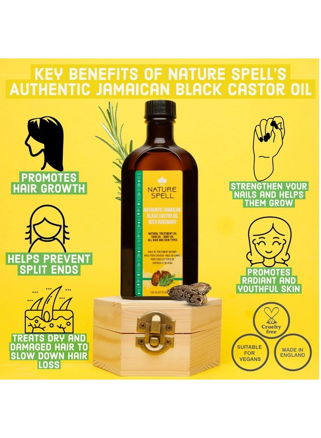 Nature Spell Jamaican Black Castor Oil Infused with Rosemary for Hair & Body, Strengthen Hair Roots & Treat Damaged Hair, 5.07 Fl Oz - Image 2