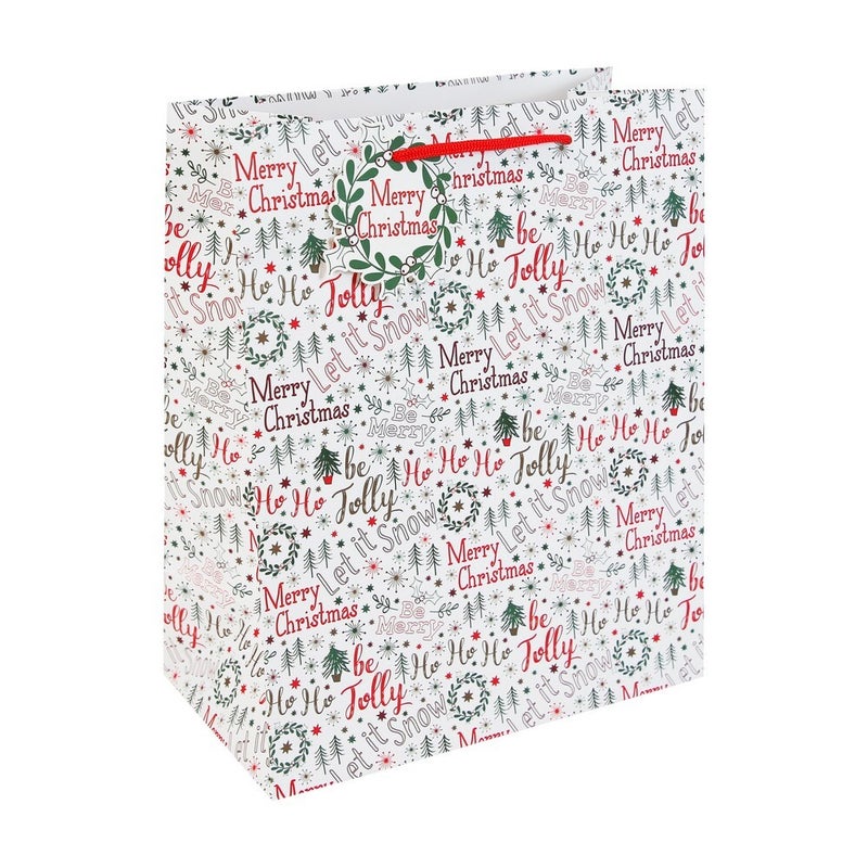 Eurowrap TCF Merry Xmas Gift Bag – Christmas and Holiday Wrapping, Seasonal Packaging for Presents, Festive Gifting, Holiday Celebration, and Perfect Christmas Gift Presentation - Size LARGE