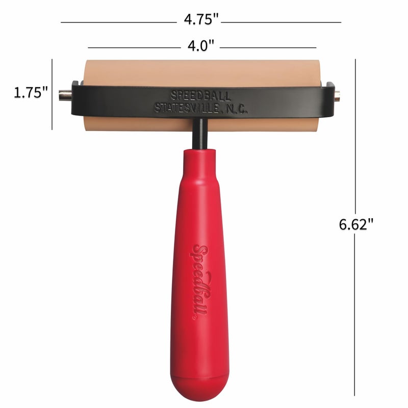 Speedball 4126 Deluxe Soft Rubber Brayer - 40/42 Durometer Roller with Heavy Duty Steel Frame - 4 Inches - Image 3