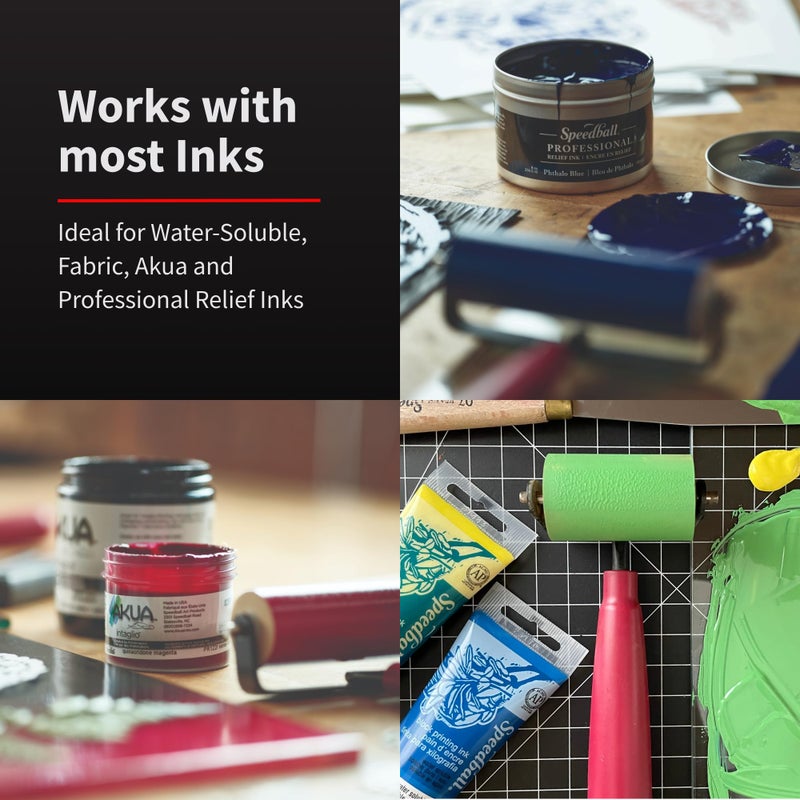 Speedball 4126 Deluxe Soft Rubber Brayer - 40/42 Durometer Roller with Heavy Duty Steel Frame - 4 Inches - Image 4