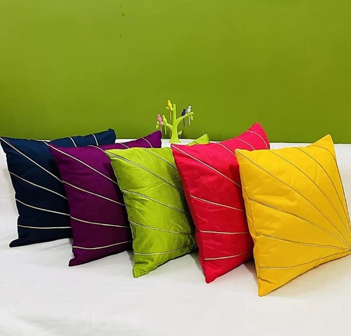 KIRMANI handicrafts Abstract Decorative Throw Pillow/Cushion Cover Multicolors,(16" X 16" Inches) Set of 5 - Image 5