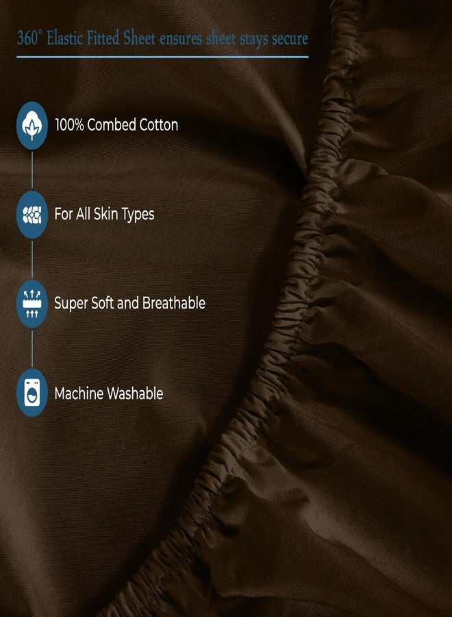 ROYALE LINENS 400 Thread Count 100% American Grown Cotton 3 Piece Sateen Twin Sheet Set - 1 Fitted, 1 Flat Sheet & Pillow case - Chocolate Bedsheet Set - Cooling Cotton Sheets - (Twin, Hazel Nut) - Image 4
