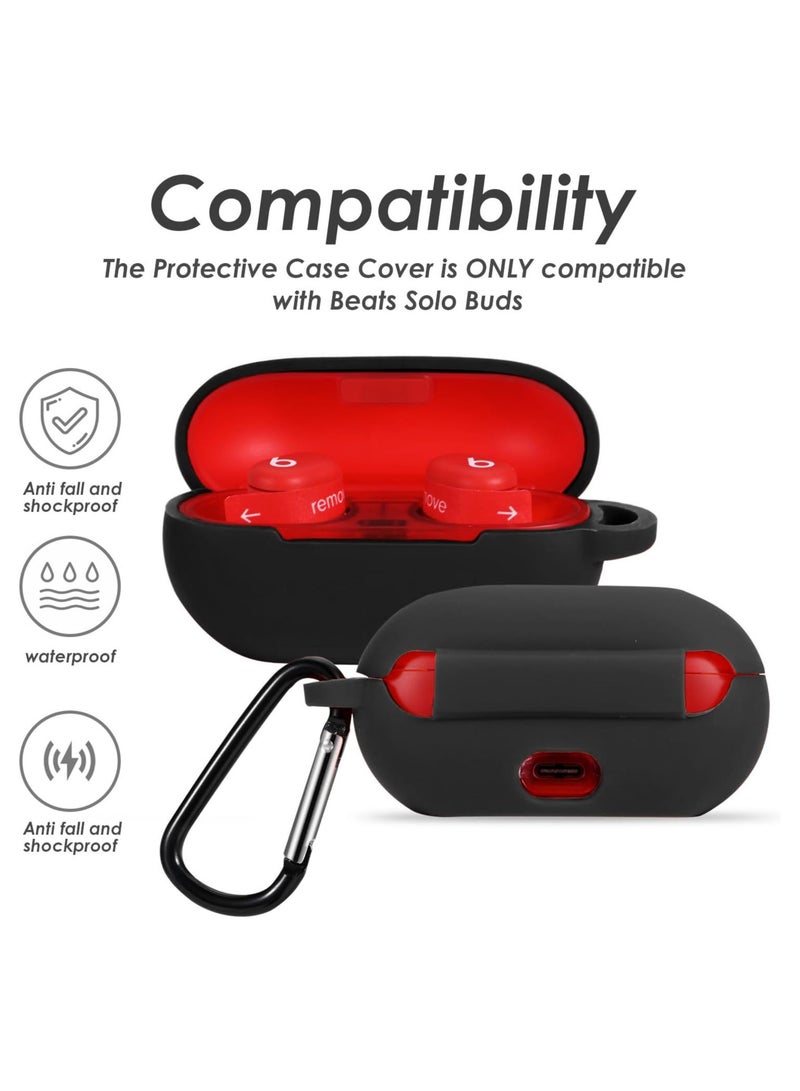 Silicone Case for Beats Solo Buds 2024, Premium Shockproof Case Cover with Carabiner and Cleaning tools-Green - Image 3