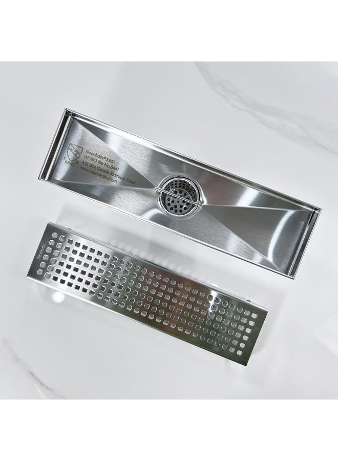Neodrain 12-Inch Linear Shower Drain with Removable Grate, Professional Brushed 304 Stainless Steel Rectangle Shower Floor Drain Manufacturer, Linear Drain with Hair Strainer - Image 4