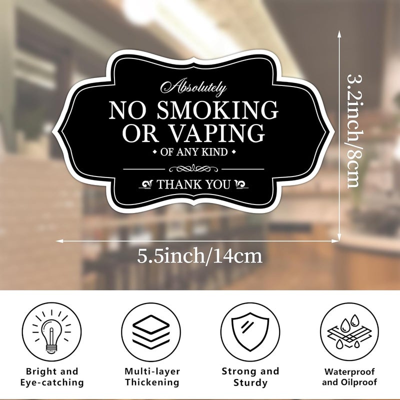 LUHIMO 2PCS No Smoking or Vaping Sign Stickers，Self-Adhesive Waterproof Vinyl Anti-smoking Sticker for House，Home，Business，Windows（Black） - Image 2