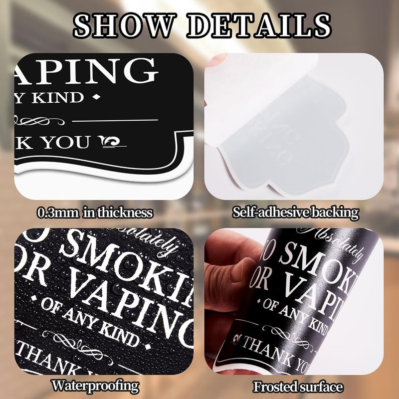 LUHIMO 2PCS No Smoking or Vaping Sign Stickers，Self-Adhesive Waterproof Vinyl Anti-smoking Sticker for House，Home，Business，Windows（Black） - Image 5