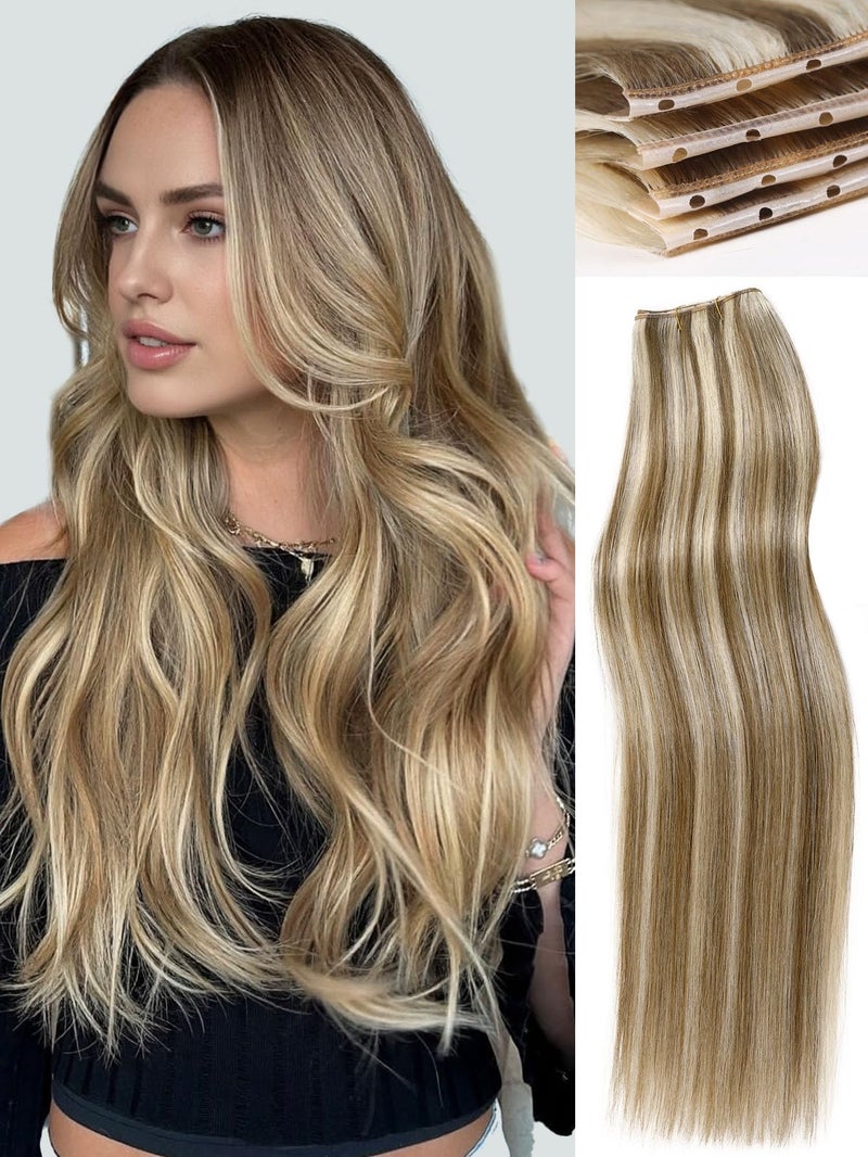 WIGNEE Butterfly OVO Weft Hair Extensions Human Hair with Holes 100% Remy Human Hair 20 Inch Human Hair Extensions Glueless for Thin Hair(9A/60) - Image 1