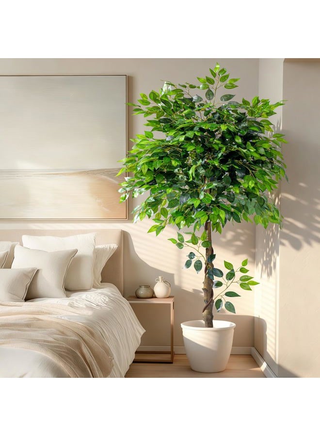 Bailikang Artificial Ficus Tree 5FT Artificial Plants Indoor Fake Ficus for Indoor Home Decor, 150% Foliage Density Realistic Faux Tree Fake Floor Plant with Leaves for Living Room, Office, House Plant - Image 3