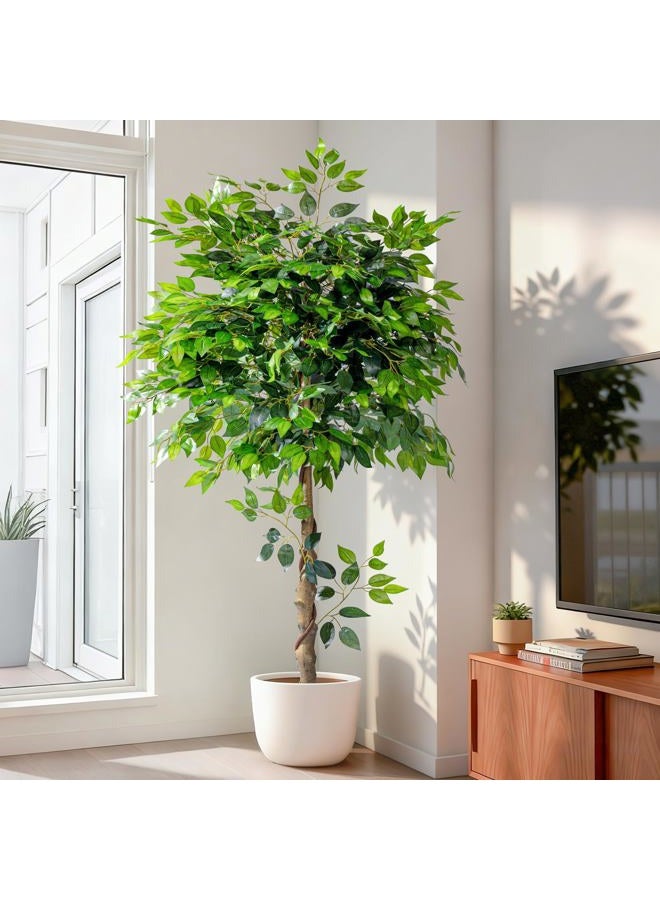 Bailikang Artificial Ficus Tree 5FT Artificial Plants Indoor Fake Ficus for Indoor Home Decor, 150% Foliage Density Realistic Faux Tree Fake Floor Plant with Leaves for Living Room, Office, House Plant - Image 1