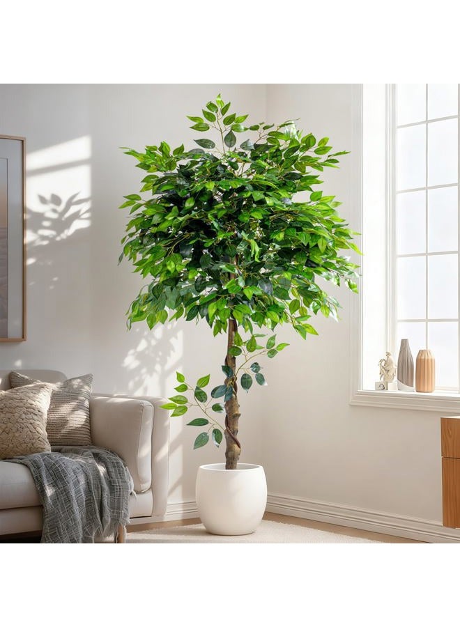 Bailikang Artificial Ficus Tree 5FT Artificial Plants Indoor Fake Ficus for Indoor Home Decor, 150% Foliage Density Realistic Faux Tree Fake Floor Plant with Leaves for Living Room, Office, House Plant - Image 5