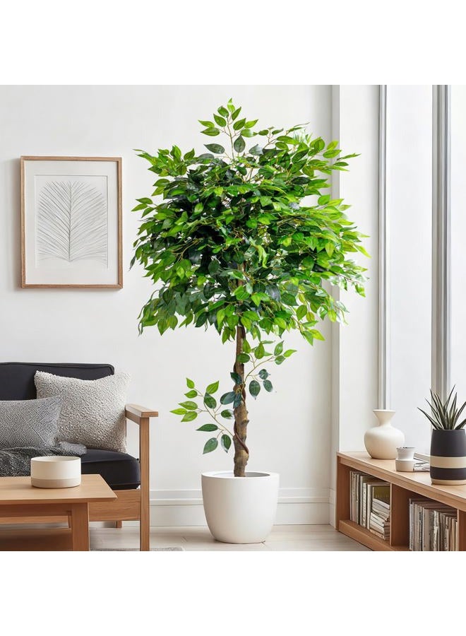Bailikang Artificial Ficus Tree 5FT Artificial Plants Indoor Fake Ficus for Indoor Home Decor, 150% Foliage Density Realistic Faux Tree Fake Floor Plant with Leaves for Living Room, Office, House Plant - Image 4