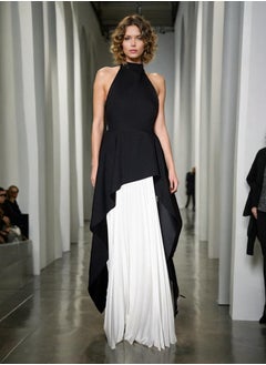 Elegant Chic Sleeveless Halter Top and Pleated Skirt Set for Women