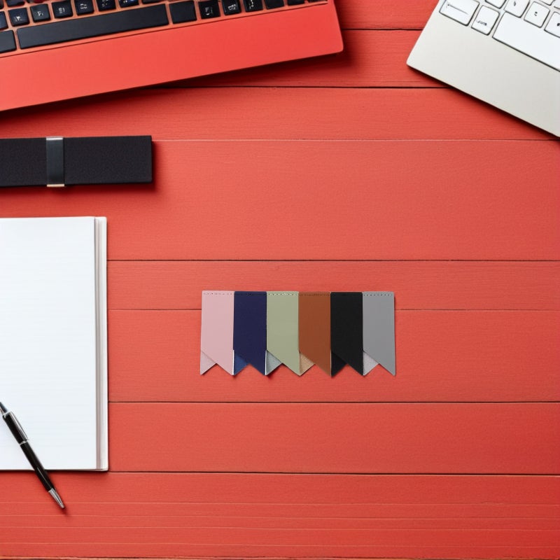 12pcs PU Leather Bookmarks: Stylish Page Markers For Men Women - Timeless Reading Accessories - Stylish Leather Bookmarks - Image 3