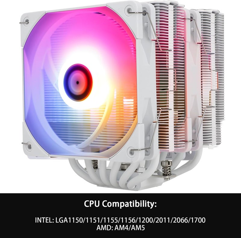 ثيرمالرايت مبرد هواء وحدة المعالجة المركزية Thermalright Peerless Assassin 120 أبيض ARGB، ARGB 5V، مروحتان PWM TL-C12W-S، غطاء مشعاع متوافق مع AMD AM4 AM5/Intel 1150/1200/2066 - Image 2
