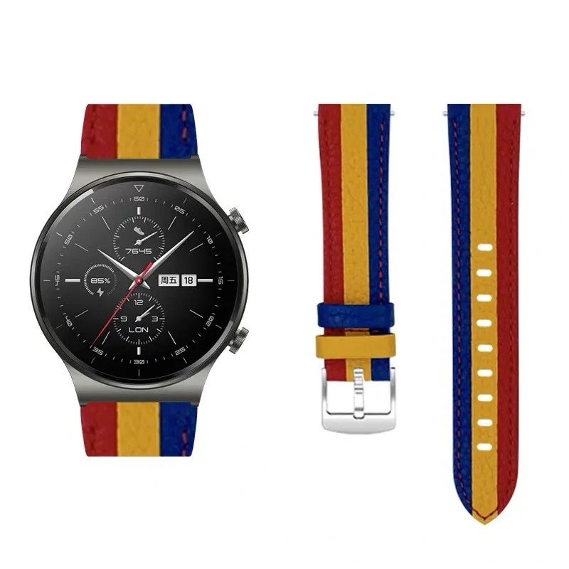 Bluejw High Quality Multicolor Leather Watch Band 20mm 22mm Replacement Strap for Samsung Galaxy Watch – Quick Release Wristband - Image 5