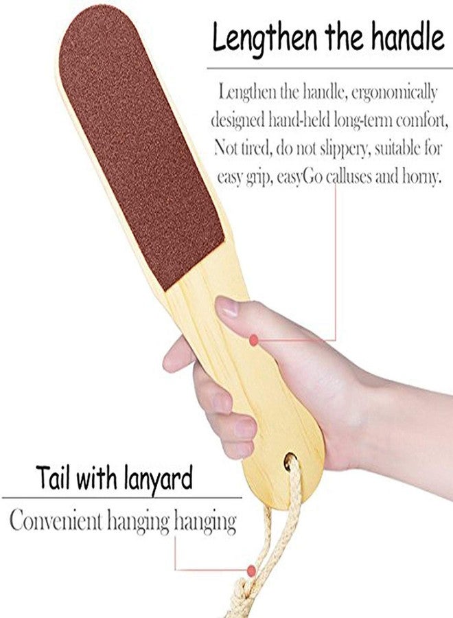 AKADO Double sided flat foot scrubber skin callus remover pedicure tool with wooden handle and hanging hook (pack of -1) - Image 3
