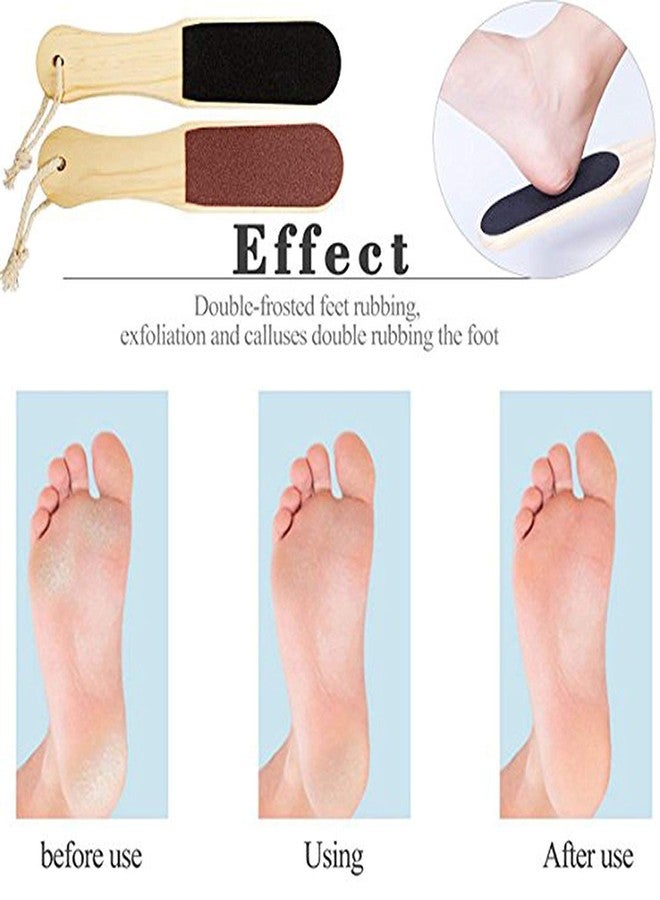 AKADO Double sided flat foot scrubber skin callus remover pedicure tool with wooden handle and hanging hook (pack of -1) - Image 5