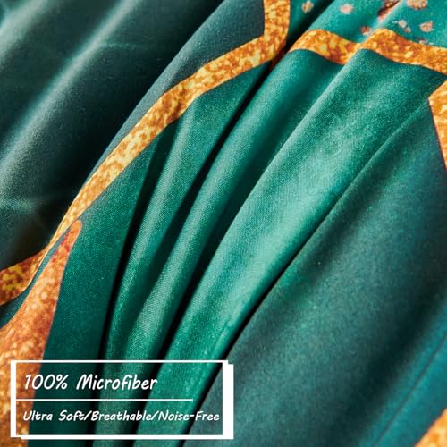ZRNBAST Dark Green King Size Comforter Set Geometric Honeycomb-7 Piece Bedding Set with Gold Trim Print Pattern All Season Marble Hexagon Bed in A Bag with Sheets (Emerald Green, King) - Image 5