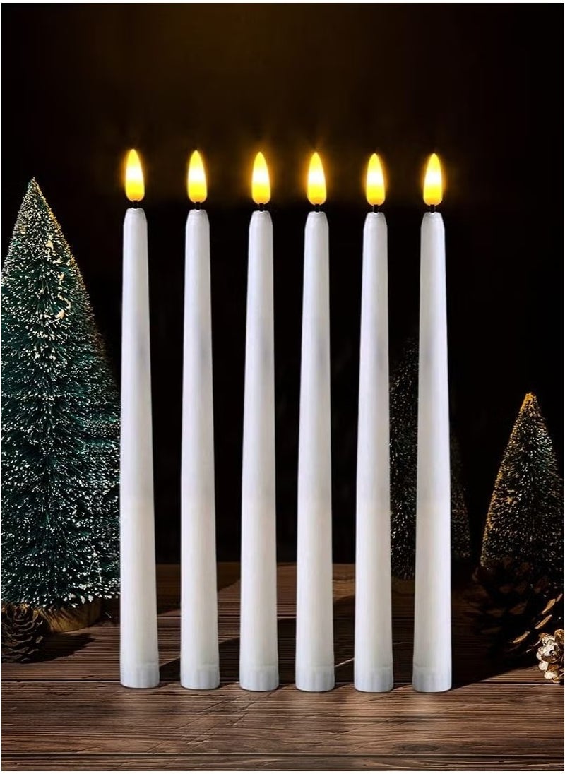 Ailily 6 Pcs LED Taper Candles with Remote 28cm Long LED Flameless Flickering Window Candles Battery Operated White Candle for for Home, Restaurant, Wedding  - Image 4