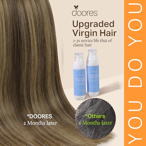 DOORES Balayage Clip in Human Hair Extensions Chocolate Brown to Caramel Blonde Remy Hair Clip in Extensions Straight Natural Hair Extensions 7pcs 120g 22 Inch - Image 3