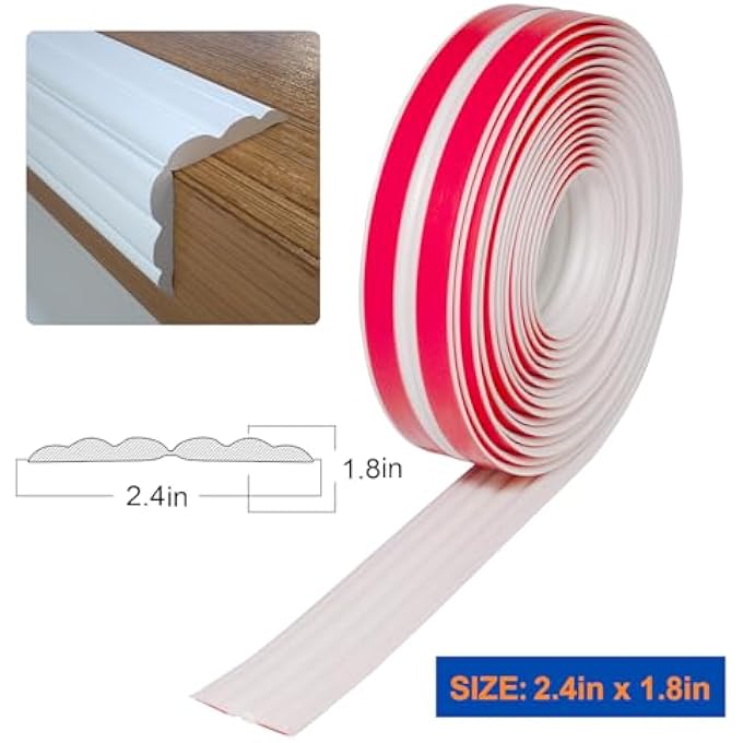 WALL CORNER PROTECTOR, INSIDE & OUTSIDE SELF ADHESIVE WALL CORNER GUARD&EDGE PROTECTOR, FLEXIBLE VINYL CORNER MOULDING TRIM CAULK STRIP, PEEL AND STICK TRIM FOR CEILING, COUNTERTOP, WHITE, 40FT - Image 3