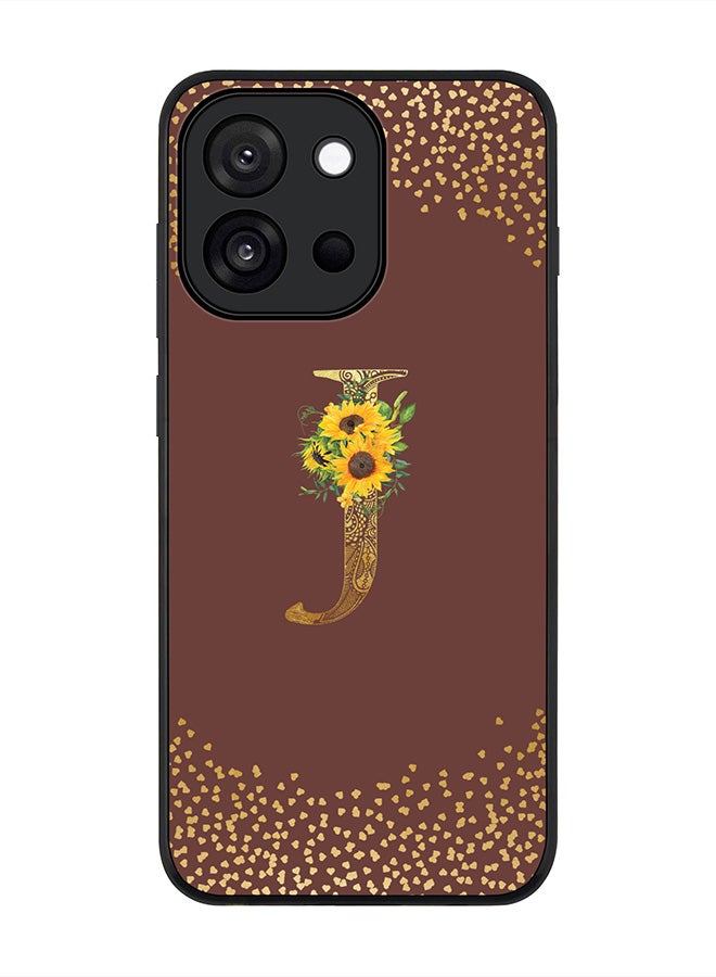 Stylizedd For OnePlus 13s / 13T Case,Slim fit Camera Protection, Shockproof Thin Phone cover  - Custom Floral Monogram - J  (Brown )