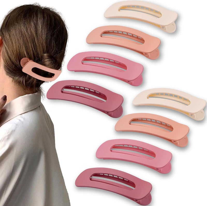 Cptots Practical versatile construction 8 Pcs Large Lay Flat Claw Clips for Women French Side Slide Barrettes for Thick Thin Hair Rectangle Alligator Hair Accessories,Beige Gradient Pink Multi-market varied design options - Image 1