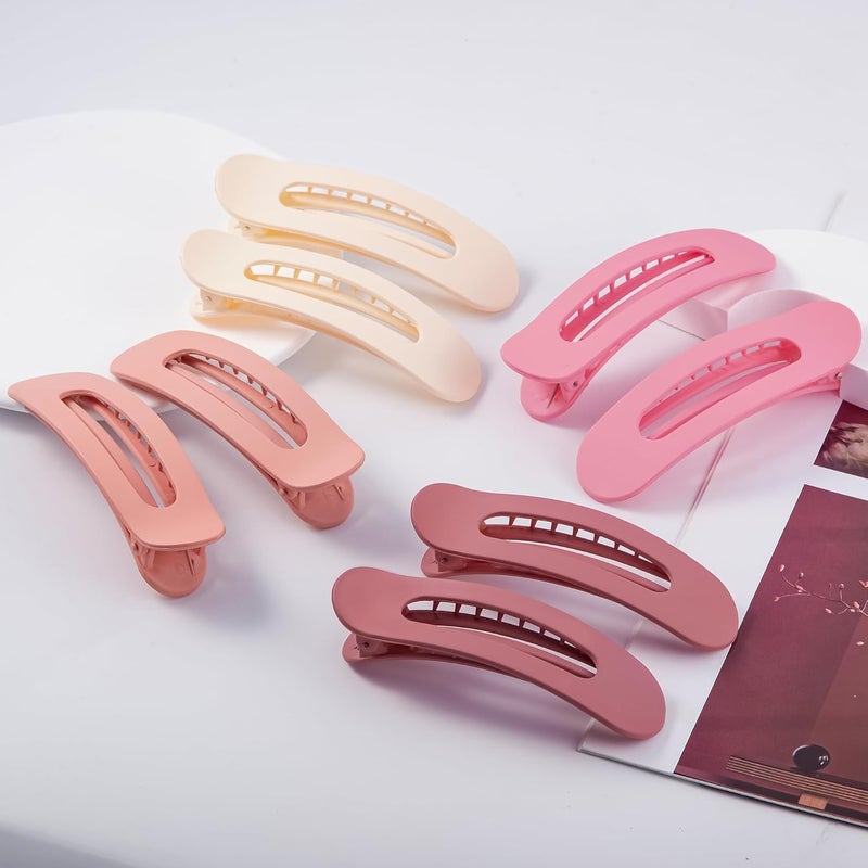 Cptots Practical versatile construction 8 Pcs Large Lay Flat Claw Clips for Women French Side Slide Barrettes for Thick Thin Hair Rectangle Alligator Hair Accessories,Beige Gradient Pink Multi-market varied design options - Image 3