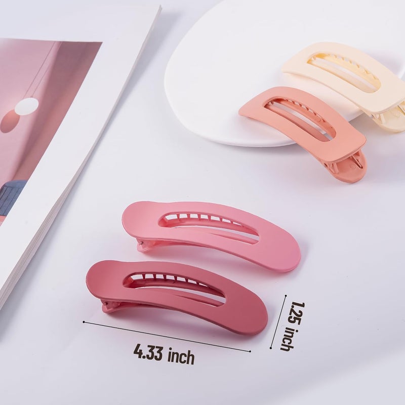 Cptots Practical versatile construction 8 Pcs Large Lay Flat Claw Clips for Women French Side Slide Barrettes for Thick Thin Hair Rectangle Alligator Hair Accessories,Beige Gradient Pink Multi-market varied design options - Image 2