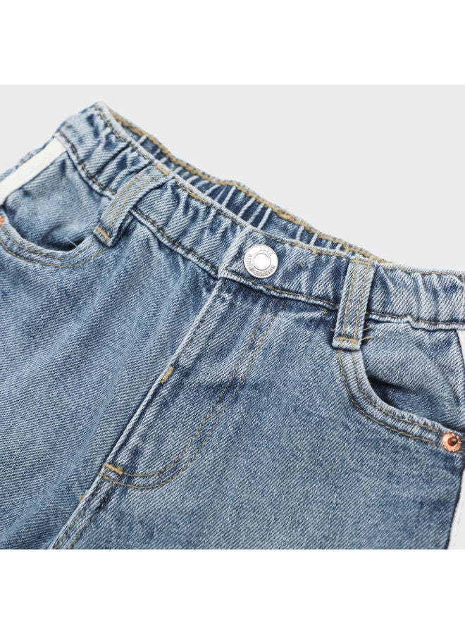 Zara trendy Denim Patchwork Kids' Casual Jogger Pants - Image 4
