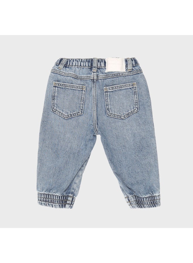 Zara trendy Denim Patchwork Kids' Casual Jogger Pants - Image 3