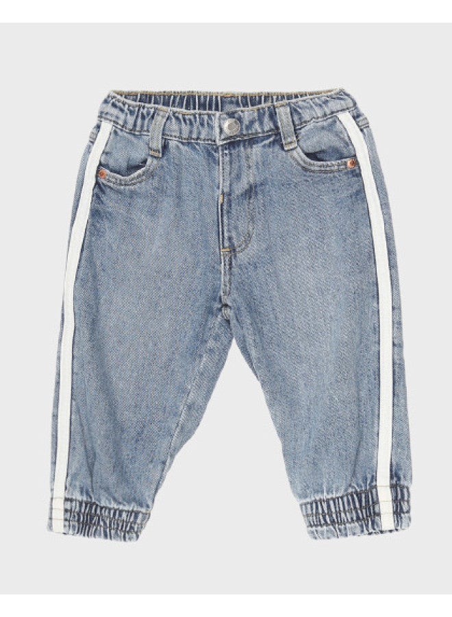 Zara trendy Denim Patchwork Kids' Casual Jogger Pants - Image 1