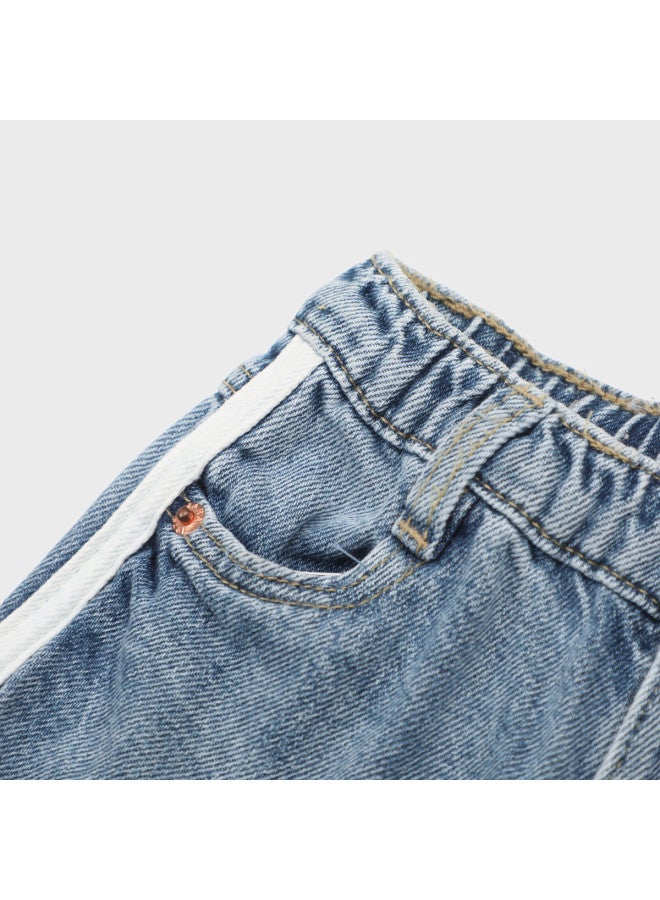 Zara trendy Denim Patchwork Kids' Casual Jogger Pants - Image 5