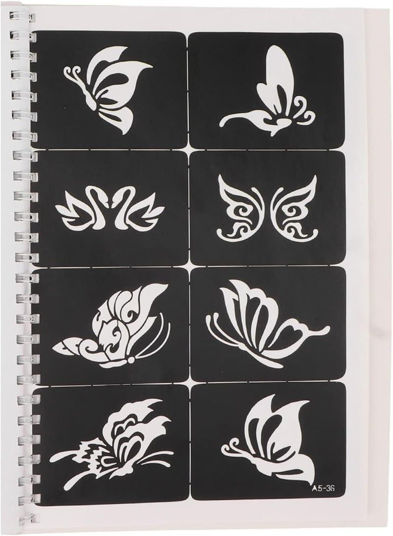 ZJchao Temporary Stencils, Airbrush Templates, 97 Patterns Reusable Portable Temporary Tattoos Body Art Painting Templates