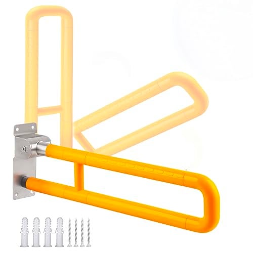 HANNEA® Folding Grab Bar for Bathroom Stainless Steel Anti-slip Grab Bar Handrail Secure Screw Fixing Wall Grab Bar Folding Safety Bathroom Handle for Senior Citizen, Bathroom Fittings - Image 1